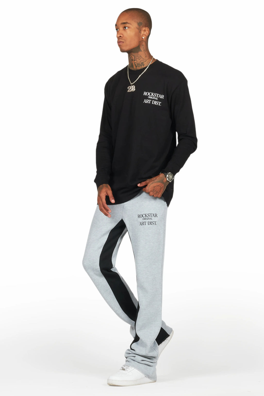 Briggs Black/Grey Long Sleeve T-Shirt/Baggy Pant Set