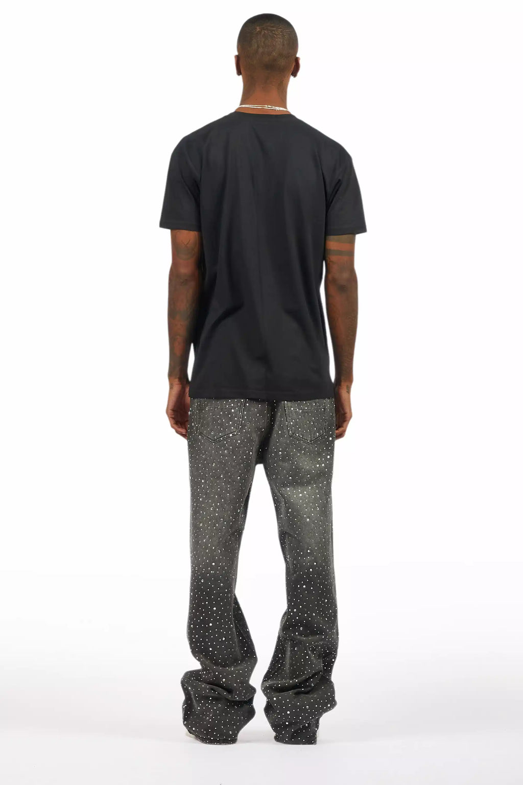 Discolite Rhinestone Grey Baggy Jean