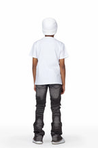 Boys Uzziel White T-Shirt/Super Stacked Flare Jean