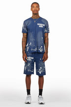 Rafix Navy Graphic T-Shirt Short Set