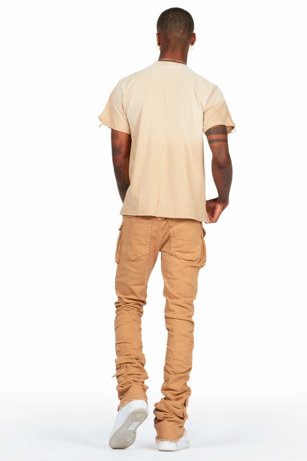 Gentry Beige Stacked Flare Jean