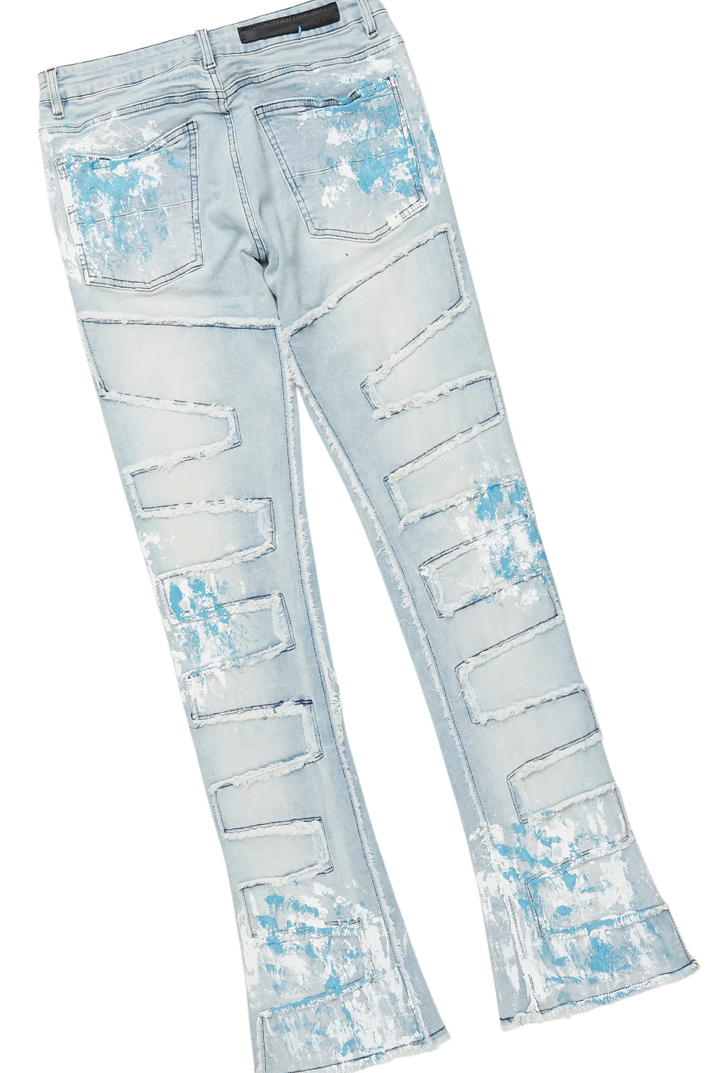 Saxon White/Blue T-Shirt/Stacked Flare Jean Set