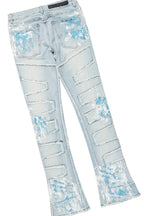 Saxon White/Blue T-Shirt/Stacked Flare Jean Set