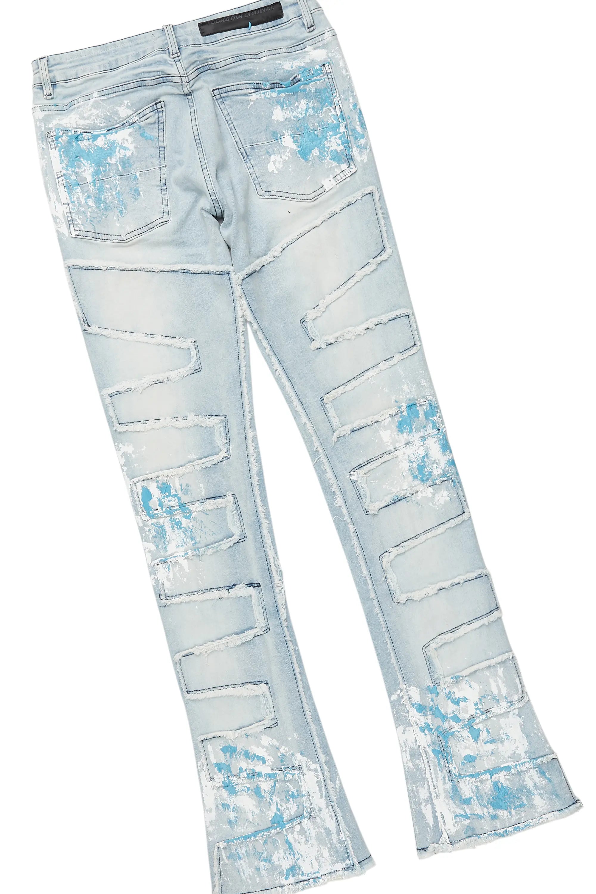 Saxon White/Blue T-Shirt/Stacked Flare Jean Set