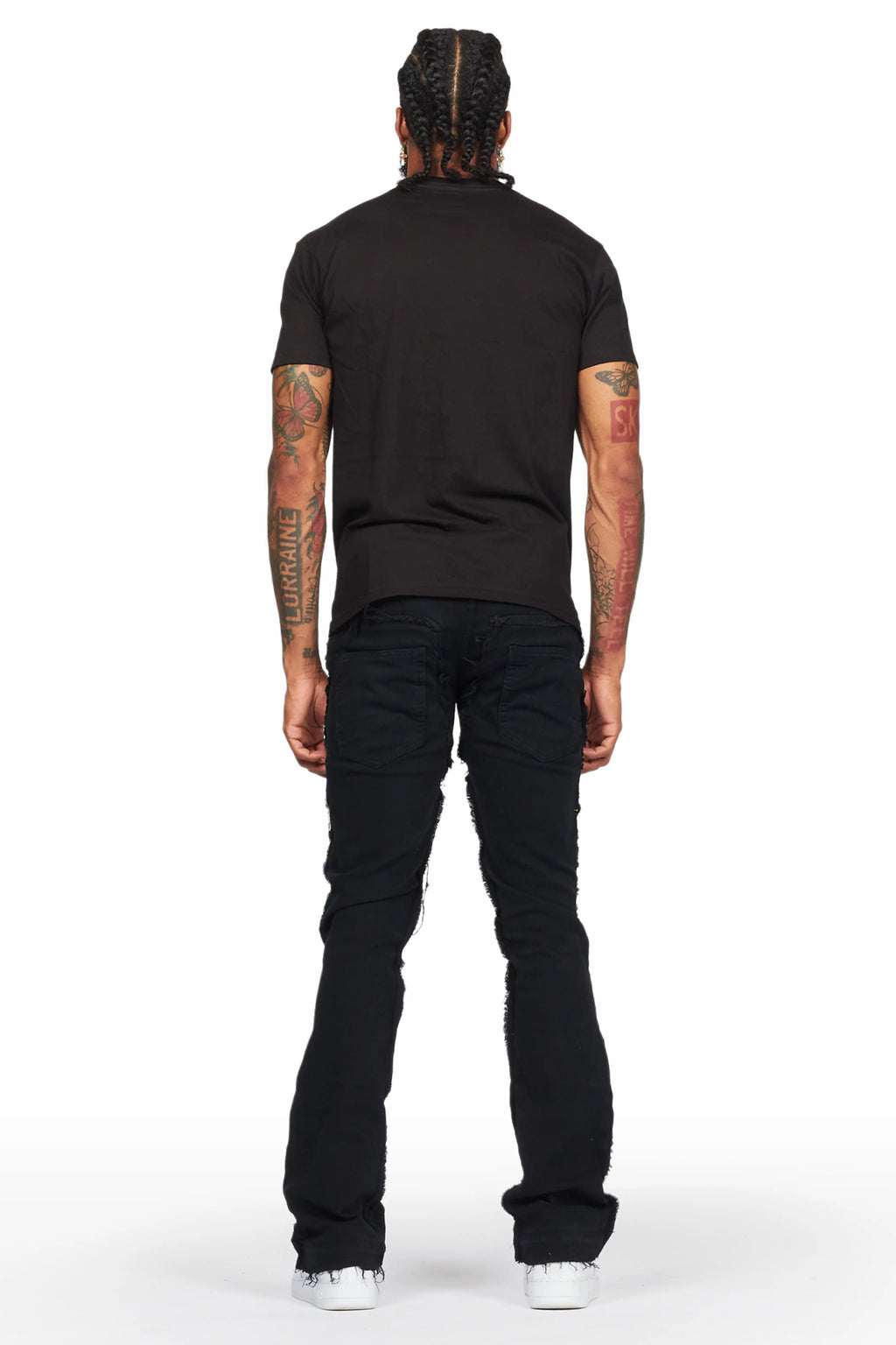 Salako Black Painter Stacked Flare Jean