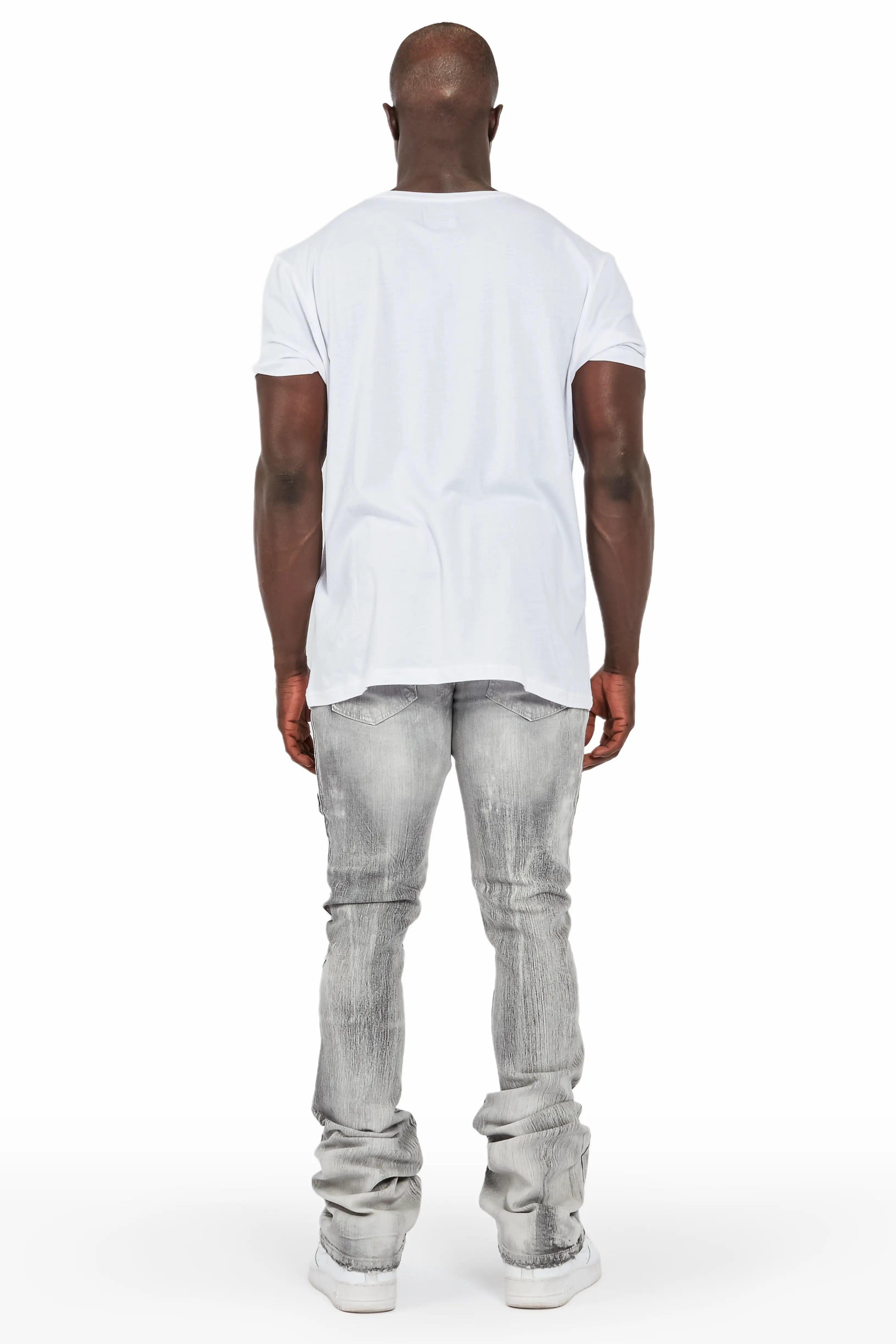 Kale Grey Cargo Stacked Flare Jean