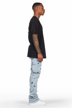 Radko Heather Grey Stacked Flare Cargo Pants