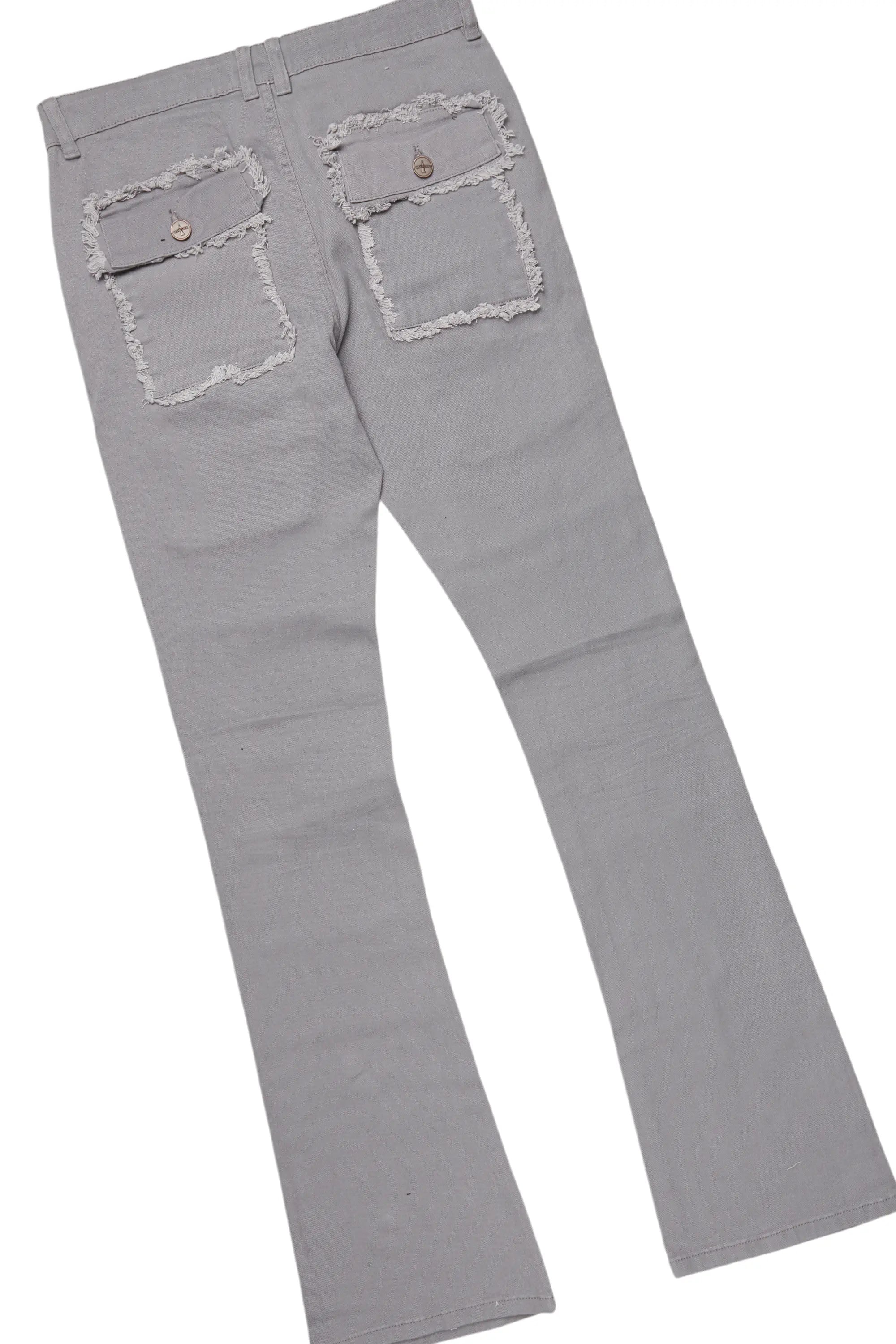 All Seeing Eyes Grey Long Sleeve T-Shirt/Stacked Flare Cargo Jean Bundle