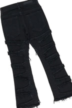 Girls Racing Black T-Shirt/Stacked Flare Jean Set