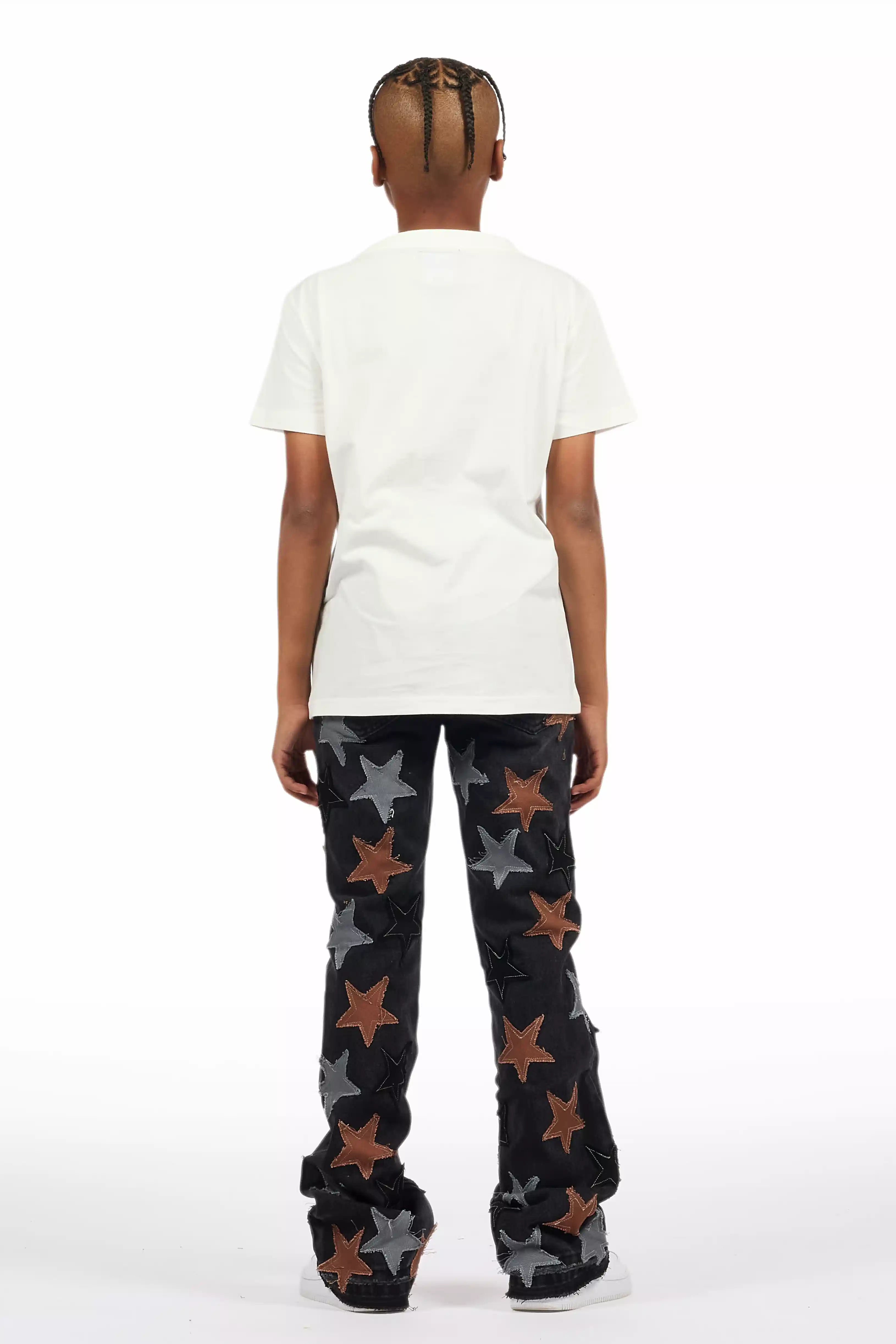 Boys StarLane Black Stacked Flare Jean