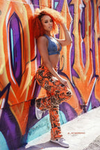 Zariyah Orange Tree Camo Stacked Flare Jean