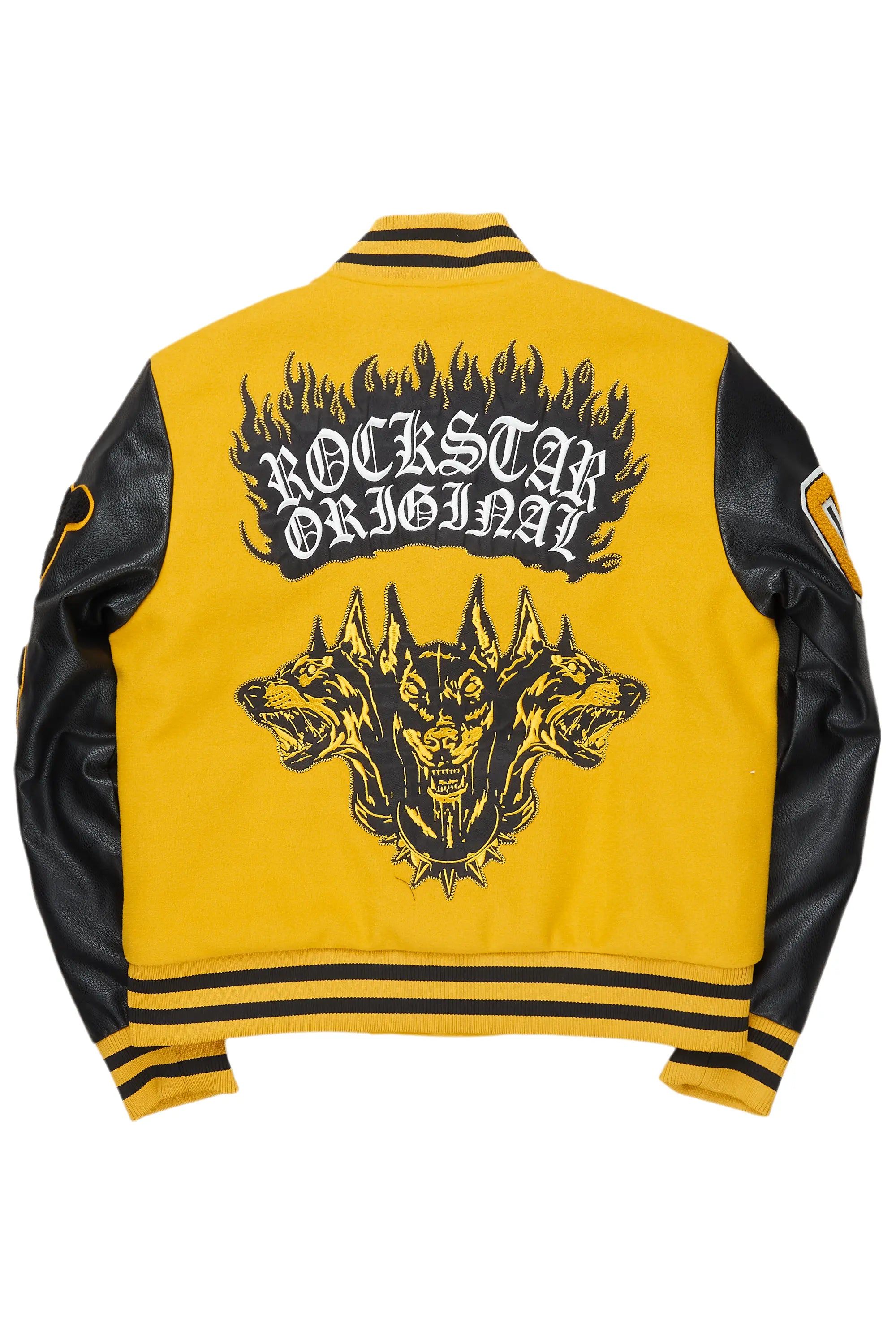 Leslee Black/Yellow Oversized Varsity Jacket