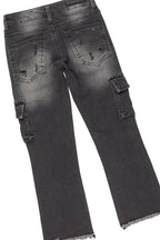 Girls Lachlane Grey/Dark Grey Hoodie/Stacked Flare Jean Set