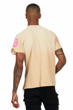 Nesta Beige Oversized Graphic T-Shirt