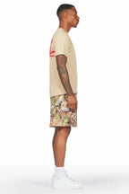 Ceri Olive Graphic Short