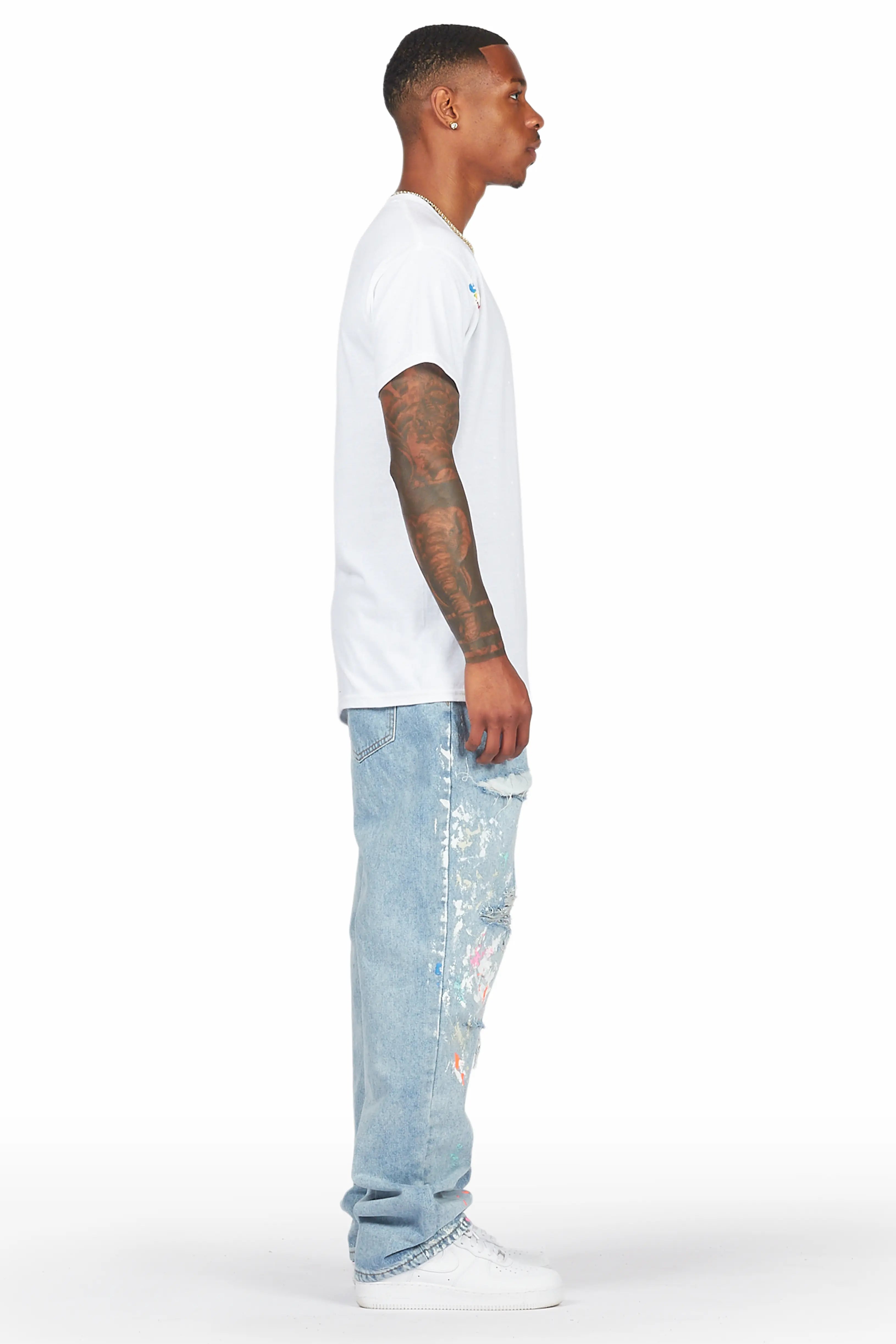 Zasha Light Blue Painter Baggy Jean