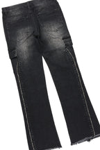 Boys Amina Black/Black Hoodie/Stacked Flare Jean Set