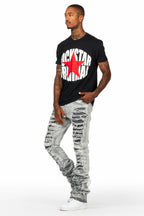 Edem Black/Grey T-Shirt Stacked Flare Jean Bundle