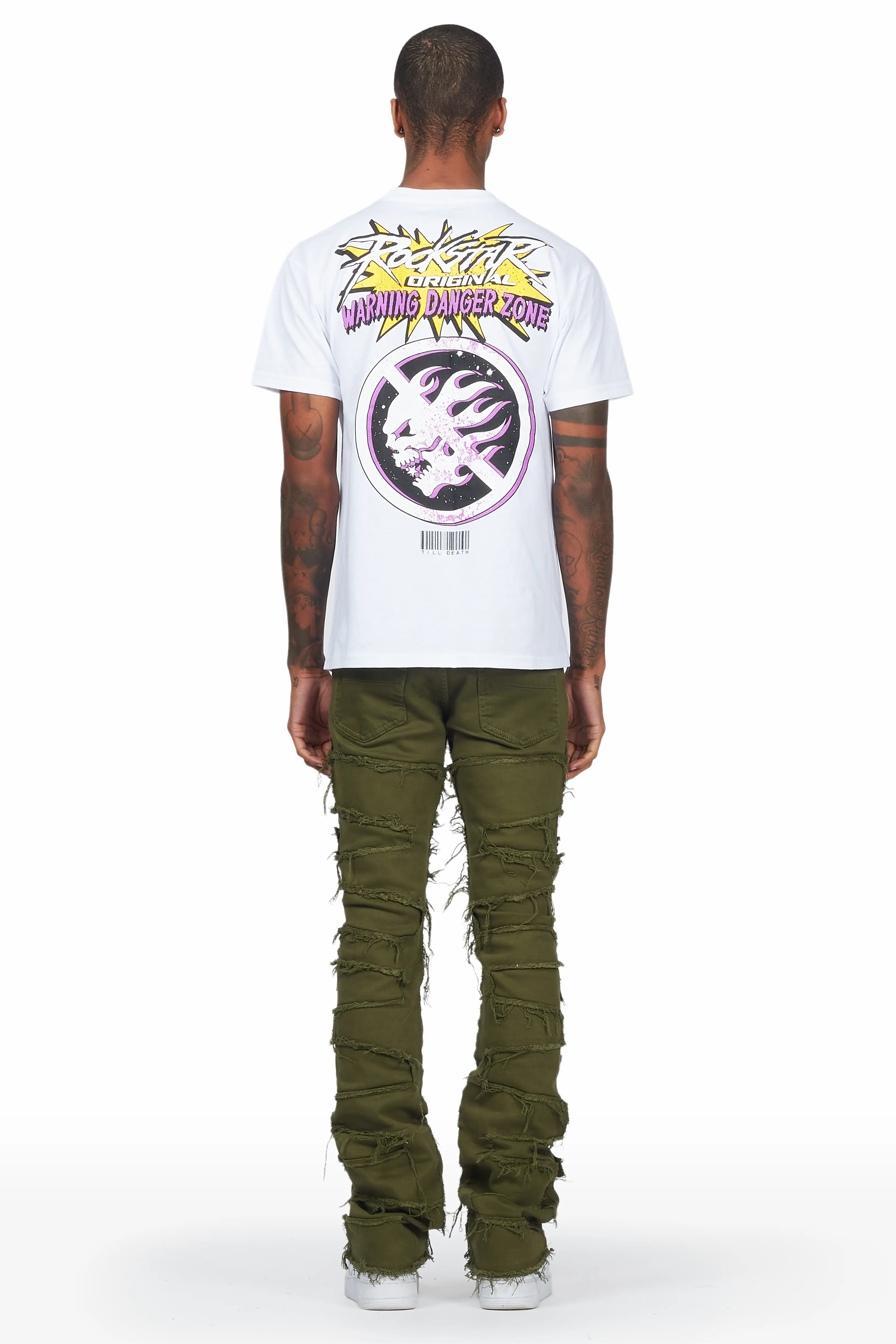 Shake Green Stacked Flare Jean