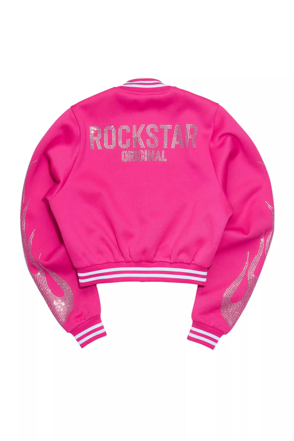 Beunca Hot Pink Rhinestone Varsity Jacket