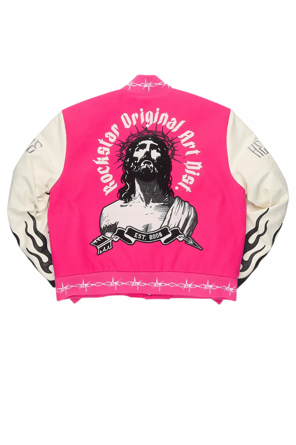 Yalanda Hot Pink Oversized Varsity Jacket