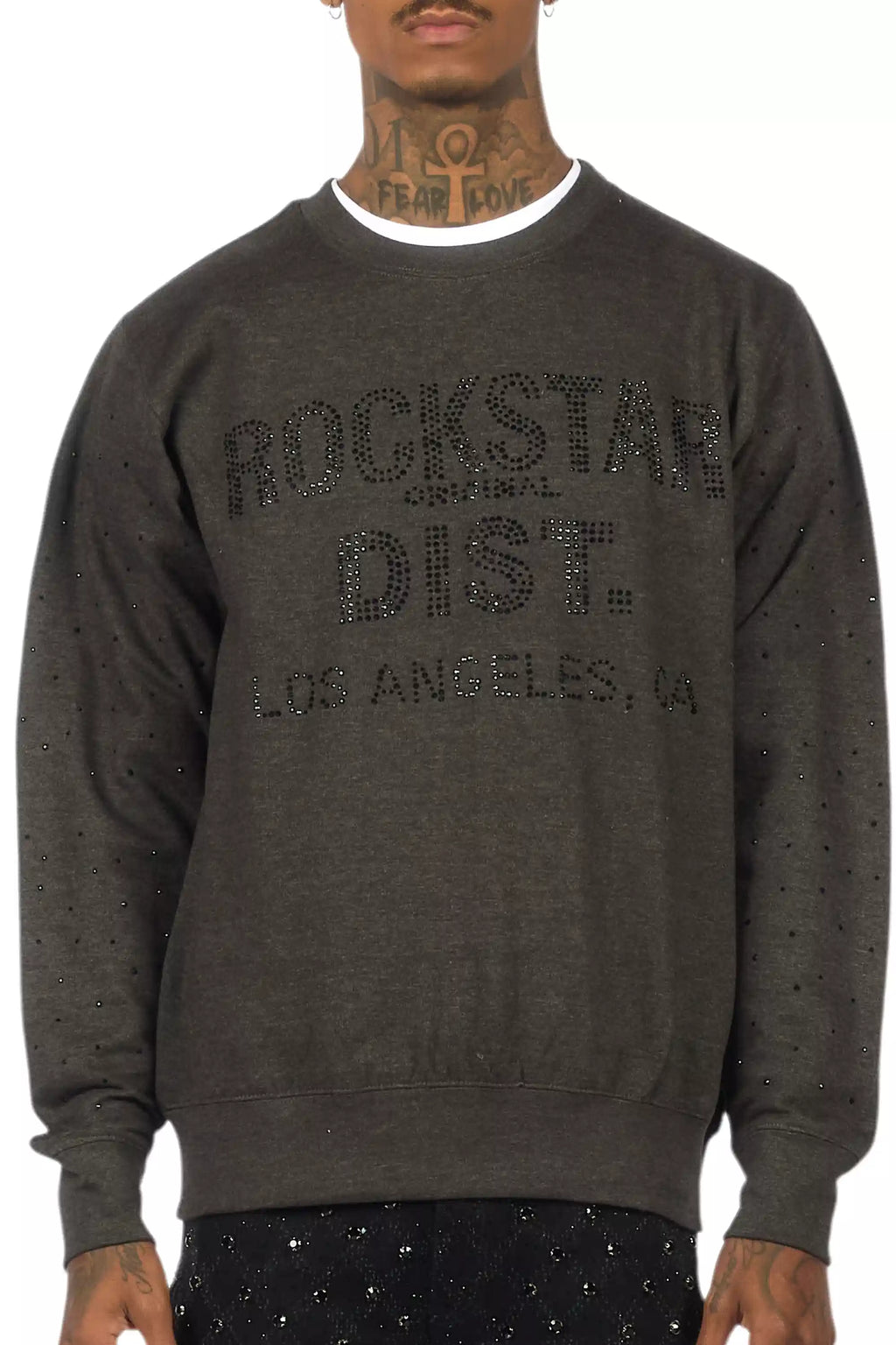 Raze Charcoal/Black Rhinestone Crewneck Sweatshirt
