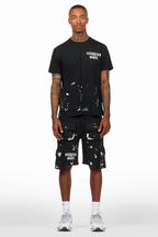 Raffer Black/White T-Shirt Cargo Shorts Set