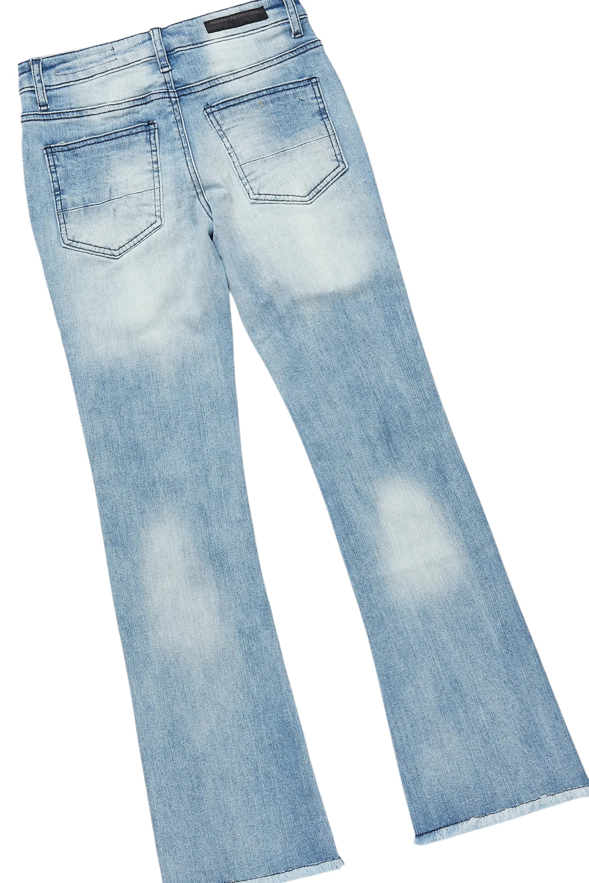 Boys Beno Navy/Blue Hoodie/ Stacked Flare Jean Set