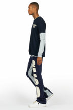 Berne Navy/Grey Double Layer T-Shirt/Baggy Pant Set