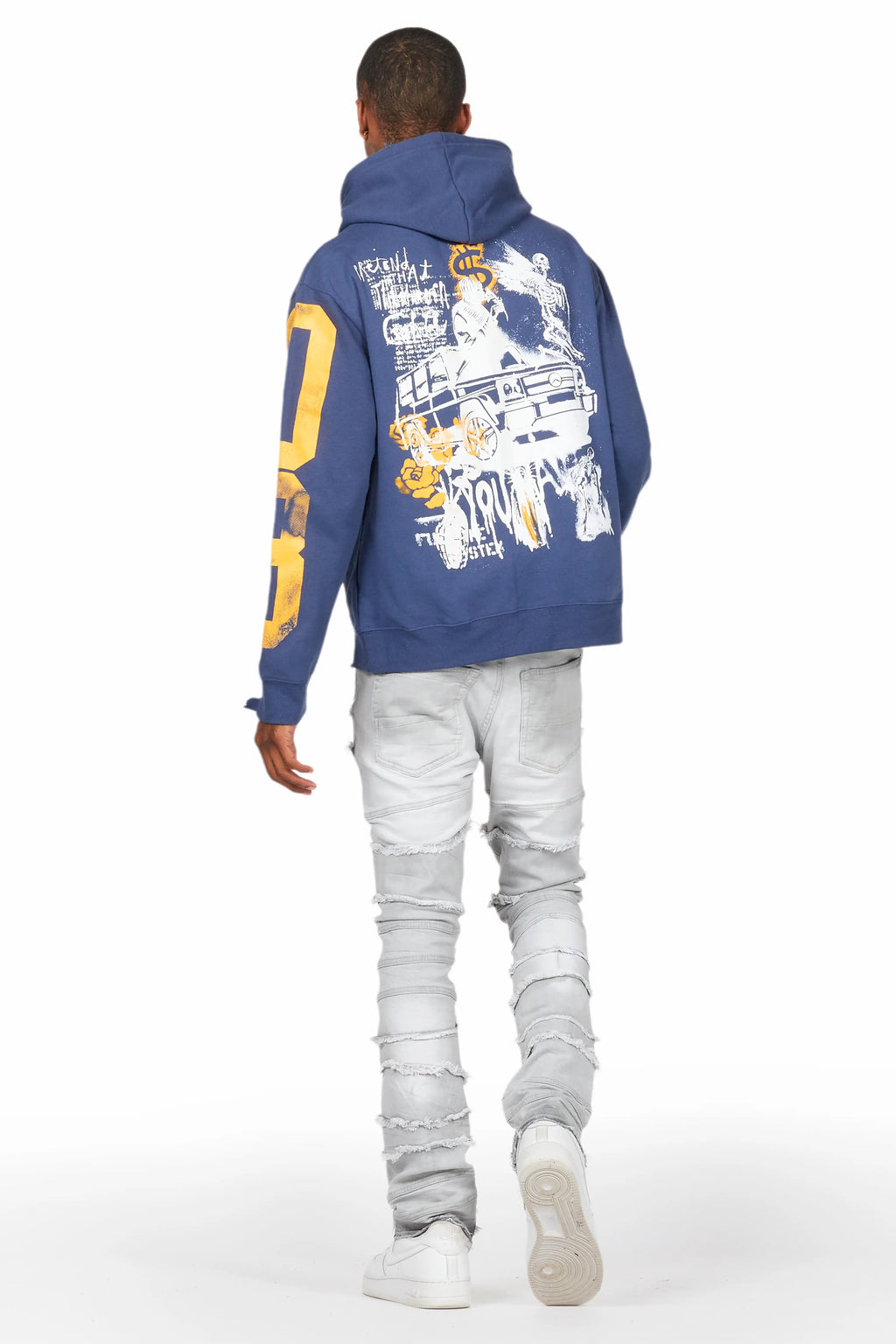 Grill Navy Distressed Graphic Hoodie