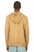 Andros Reflected Beige Graphic Knitted Mohair Hoodie