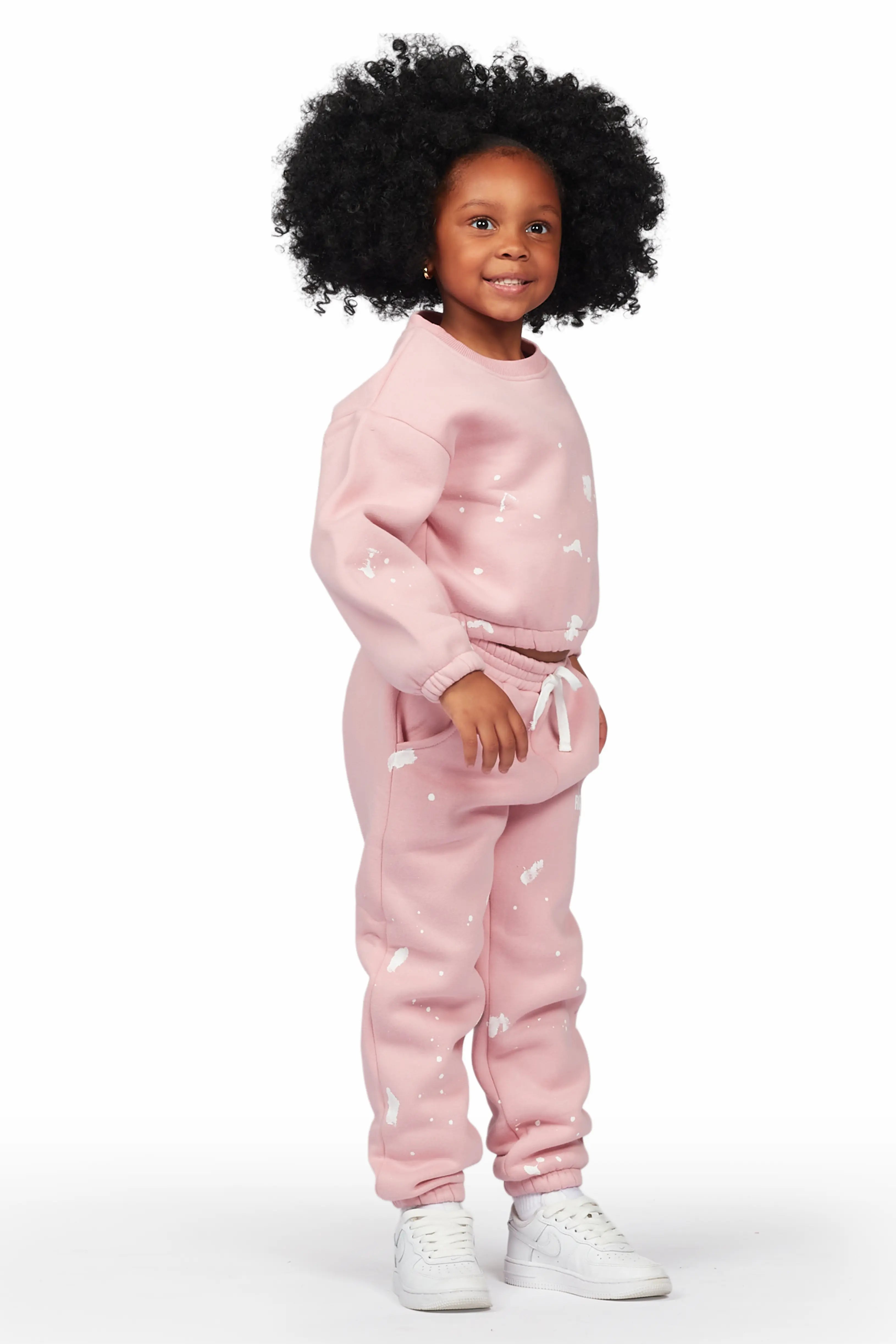 Girls Hadley Blush Crop Top Pant Set