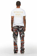 Jari Multi Stacked Tapestry Flare Jean