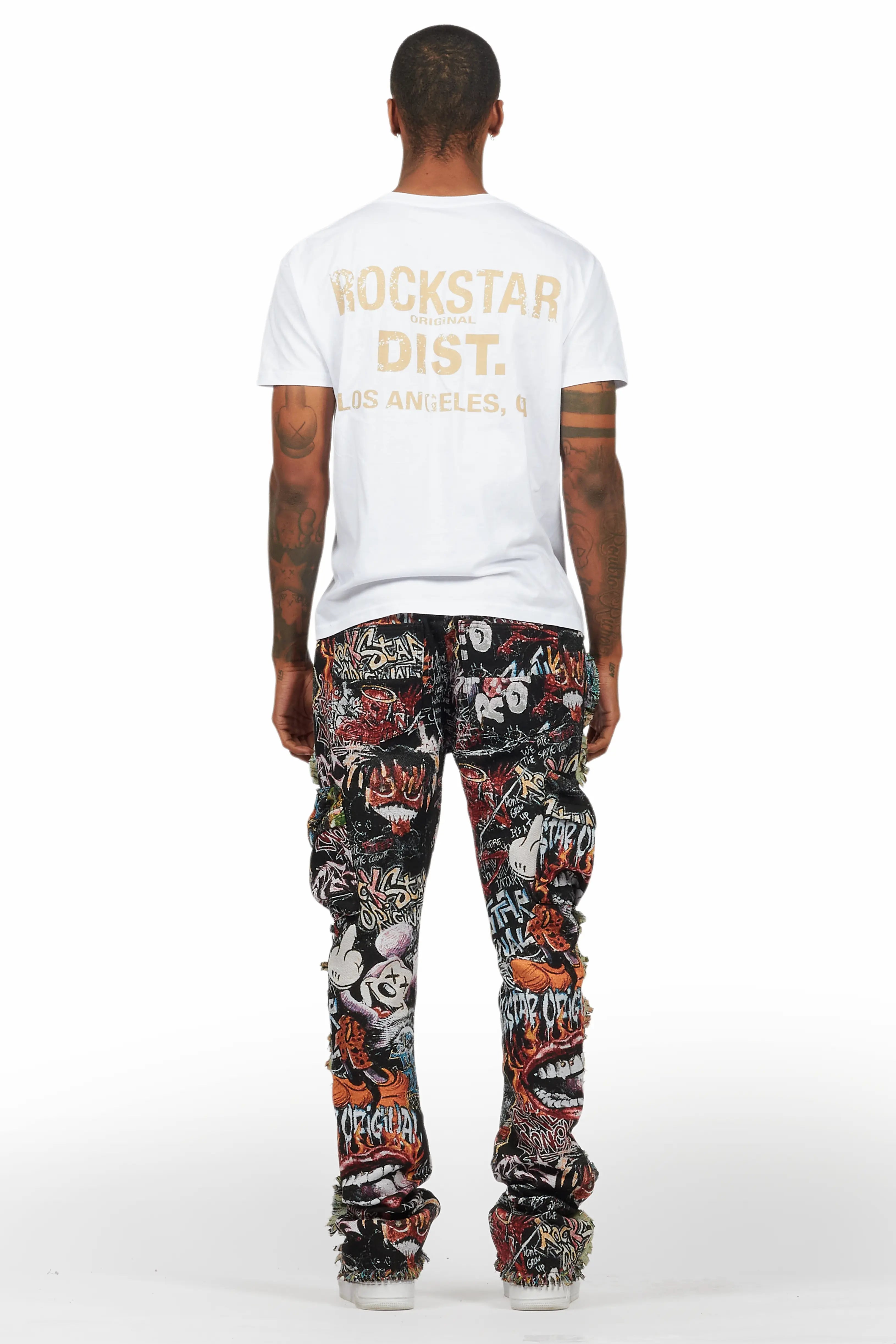 Jari Multi Stacked Tapestry Flare Jean