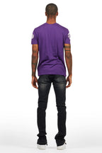 Amos Purple Graphic T-Shirt & Dag Dark Grey Jean Bundle