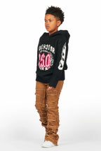 Boys Kanan Black Mohair Hoodie/Stacked Flare Jean Set