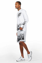 Bubble White/Grey Long Sleeve T-Shirt Short Set