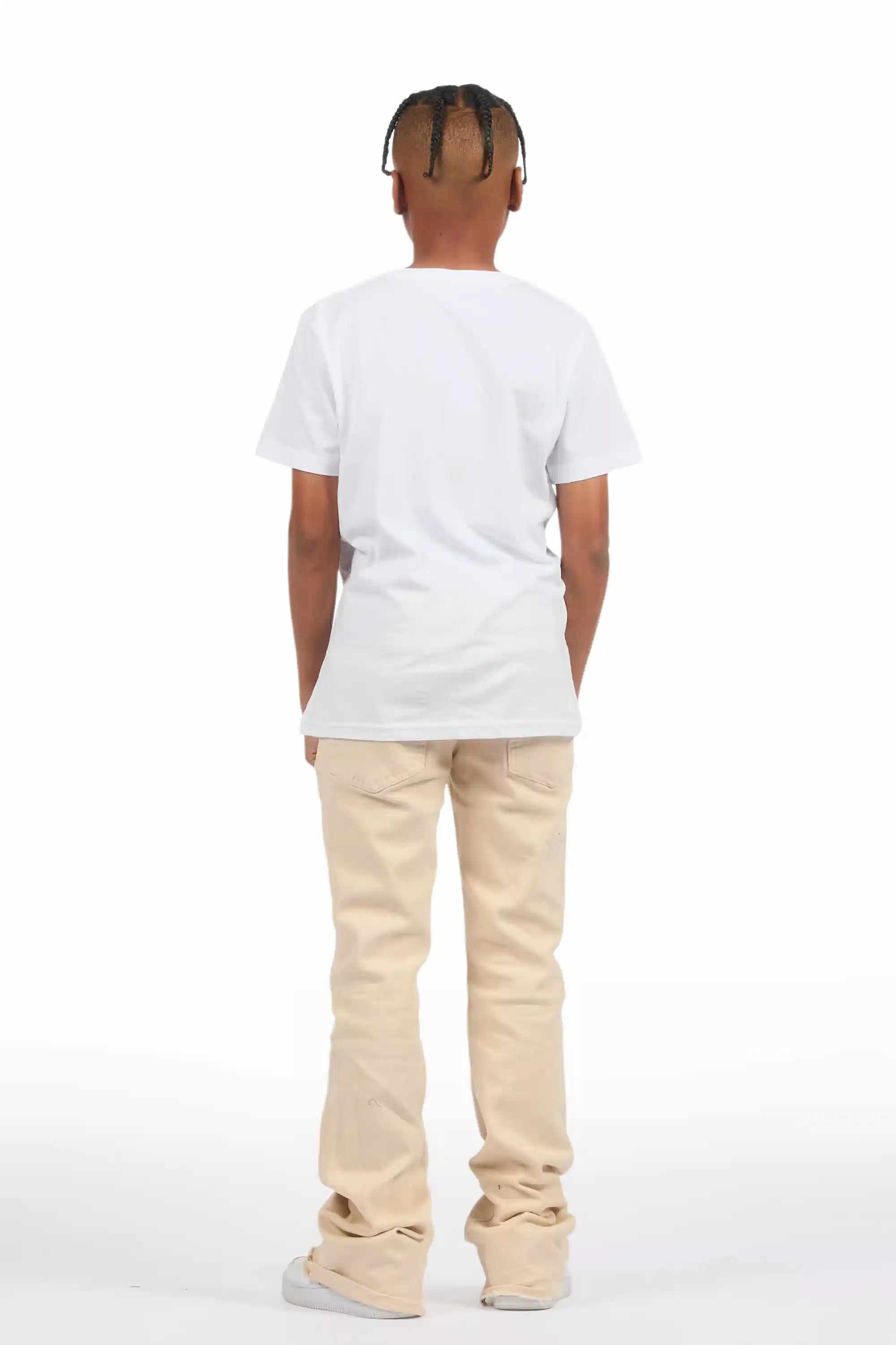 Boys Dag Beige Stacked Flare Jean