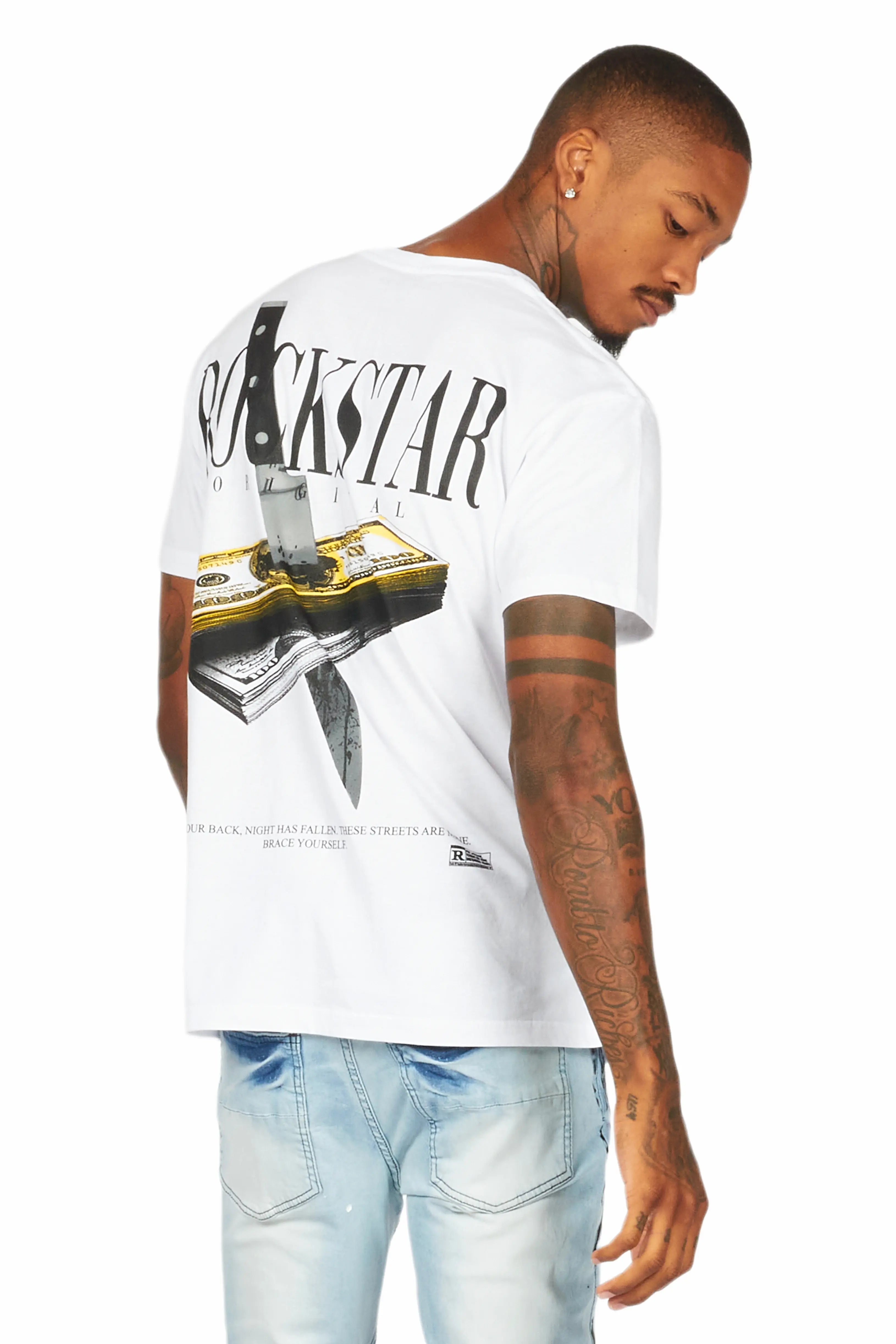 Dayte Nite White Graphic T-Shirt