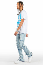 Vasco Light Blue Stacked Flare Jean