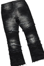 Boys Yooz Royal/Black Hoodie/Stack Flare Jean Set