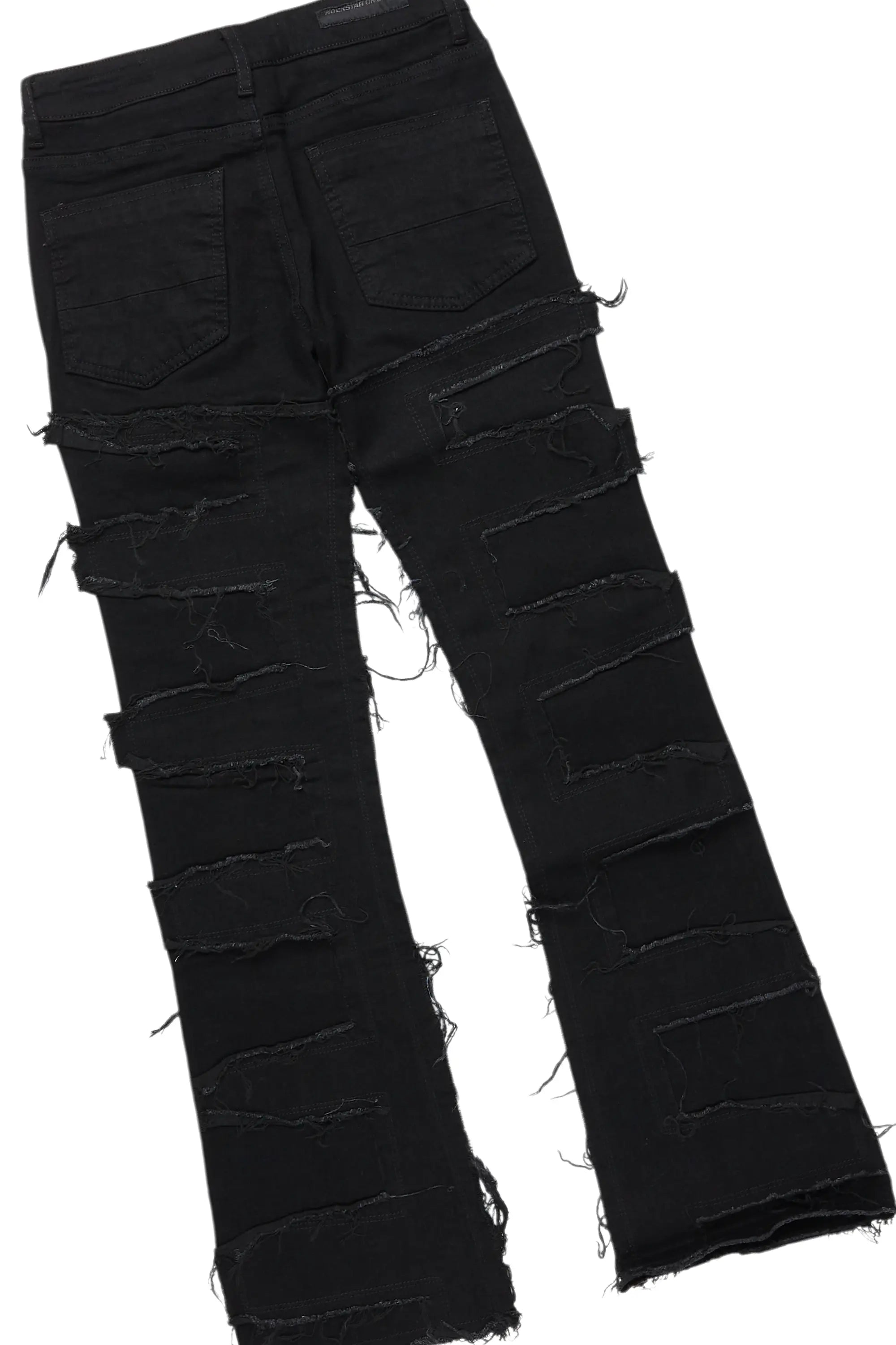 Boys Amos Black Distressed Hoodie/Stacked Flare Jean Set