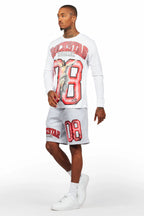 Fields White/Grey Long Sleeve T-Shirt Short Set