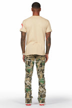 Okan Tree Camo Painter Stacked Flare Jean
