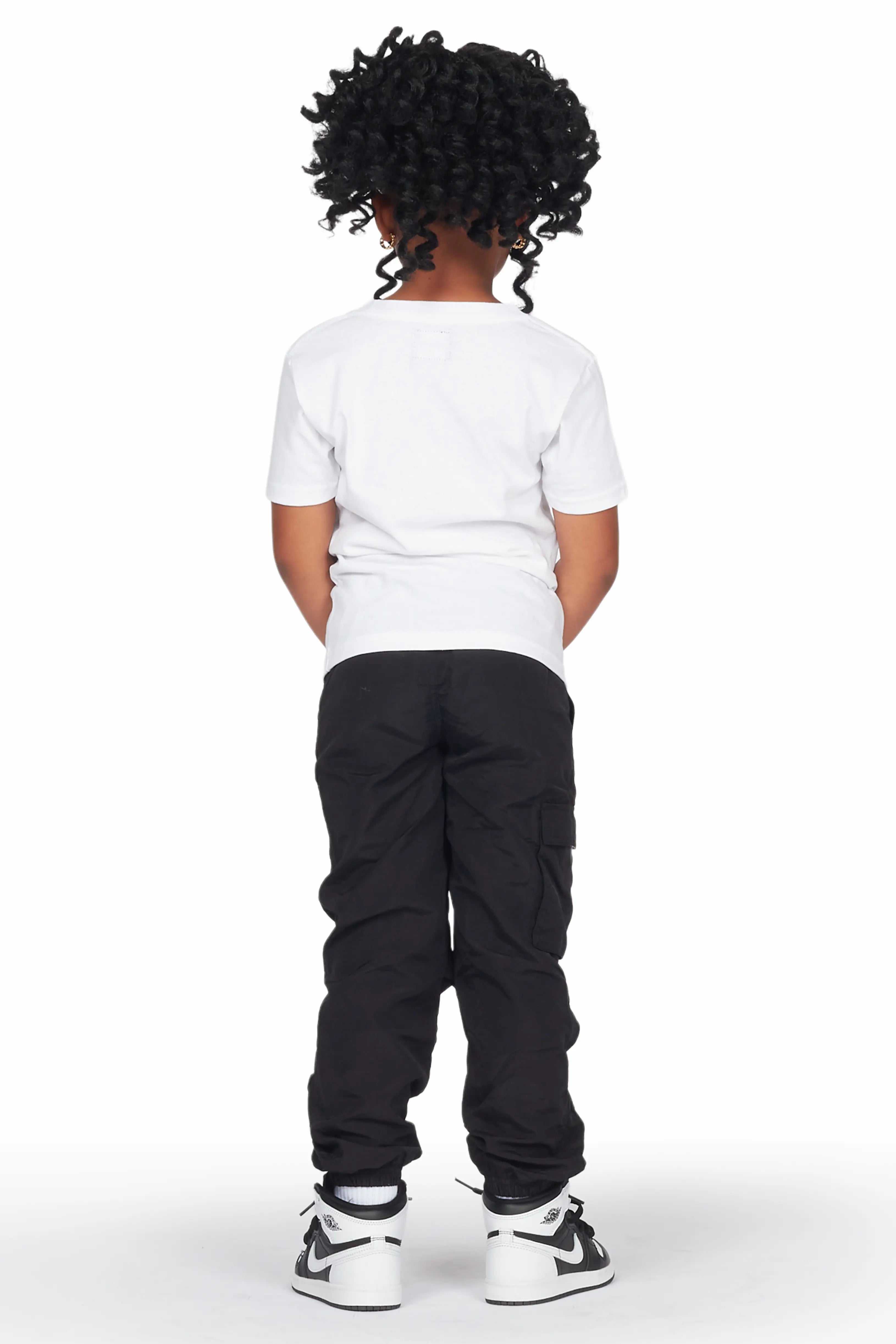Girls Paki White/Black T-Shirt Cargo Jogger Set