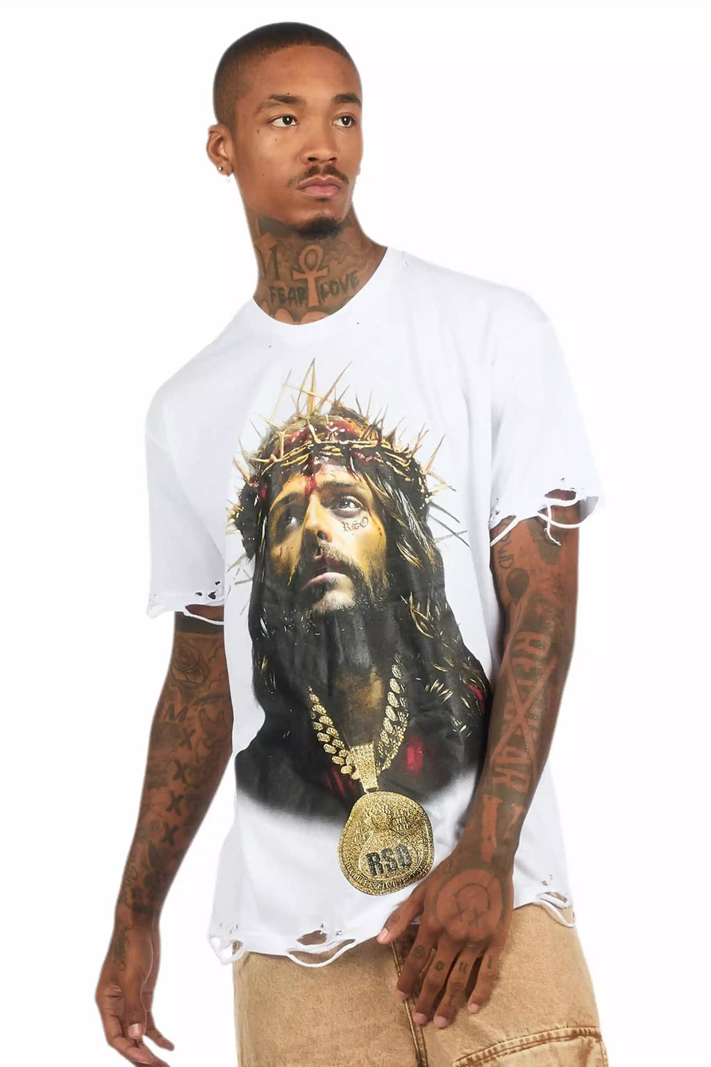 Amina White Oversized Graphic T-Shirt