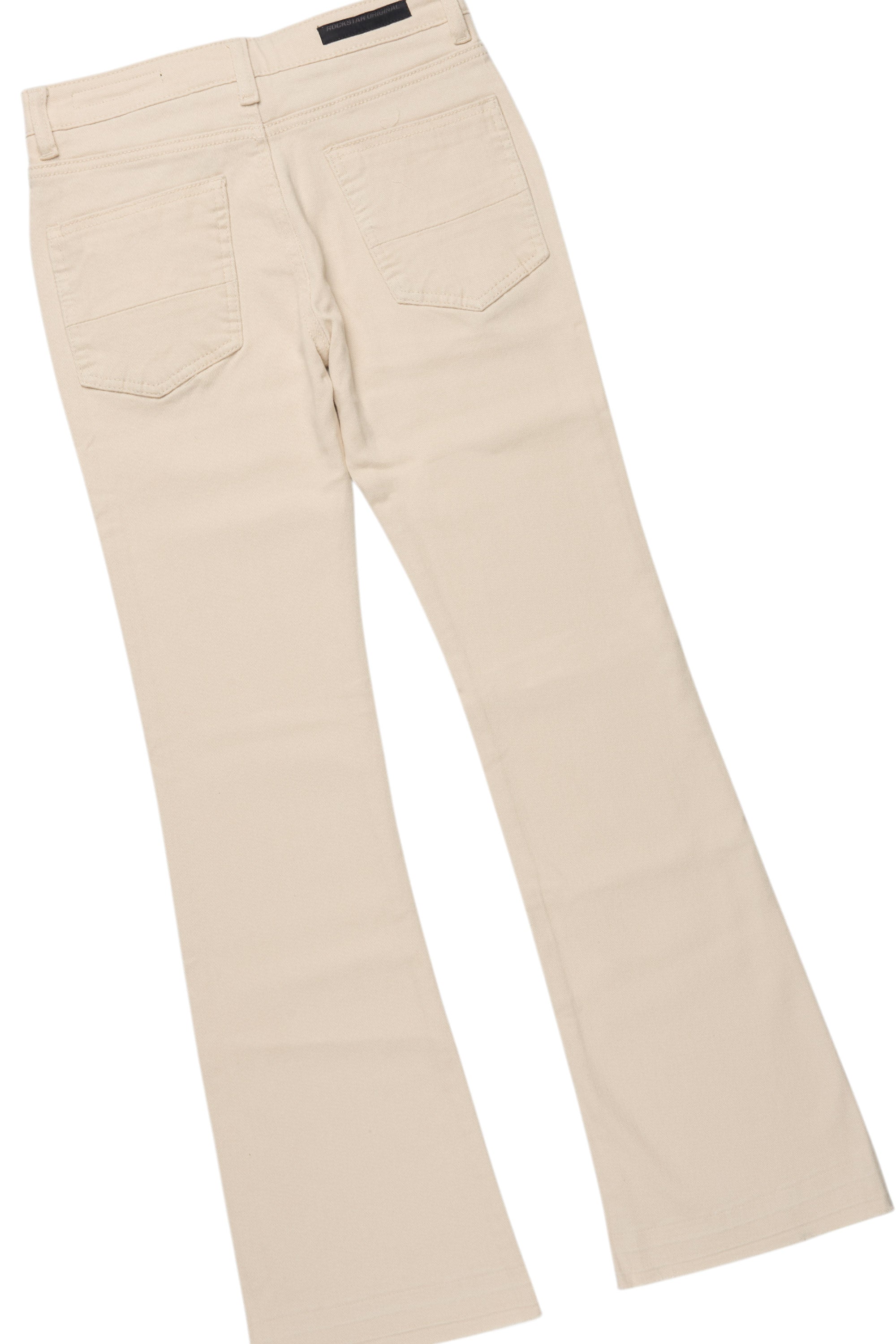Boys Lake White/Beige T-Shirt/Dag Stacked Flare Jean Set