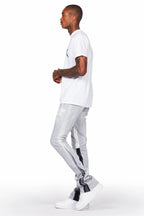 Firoz Grey/White Graphic Stacked Flare Pant