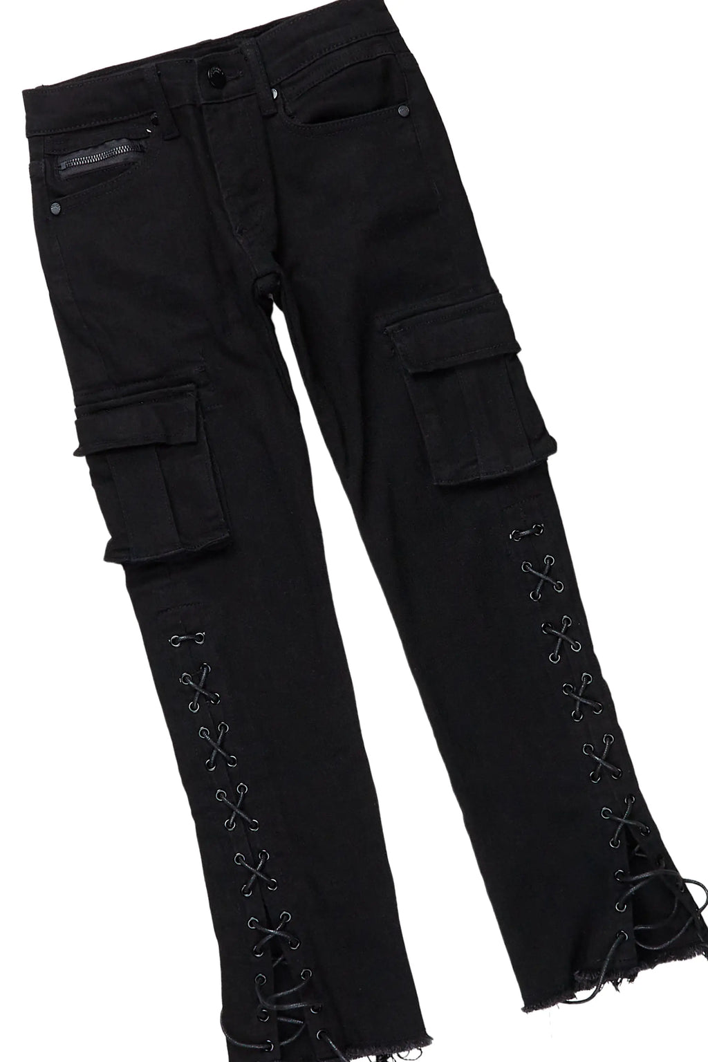 Boys Sylo Black Stacked Flare Jean