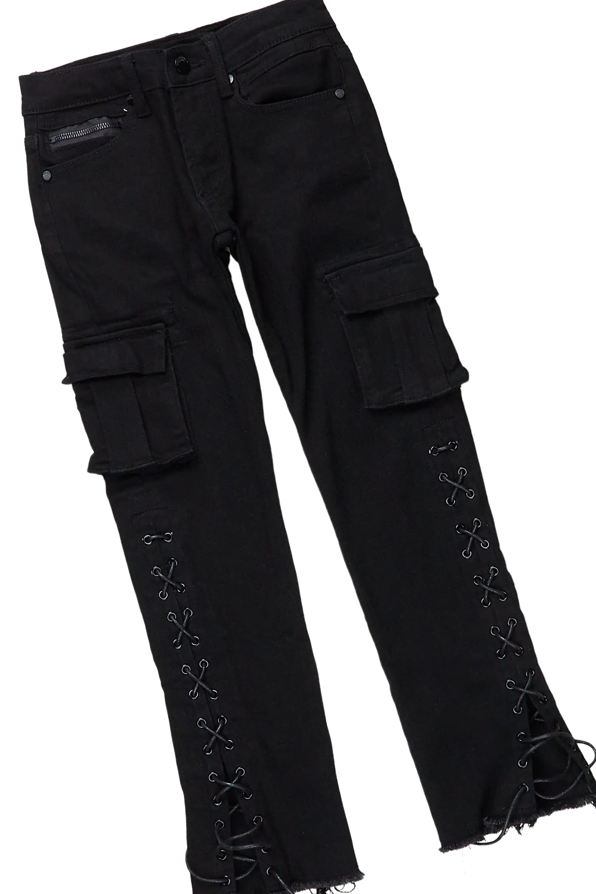 Boys Sylo Black Stacked Flare Jean